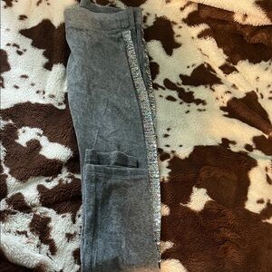 Justice Gray Leggings with Silver Glitter Stripe